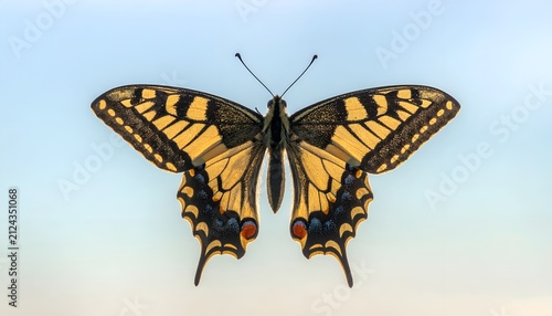 Swallowtail Butterfly Macro Close-up Papilio Machaon, Yellow and Black Wings