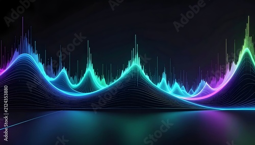 Abstract Neon Sound Waveform Spectrum, Music Equalizer, DJ Party, Digital Audio