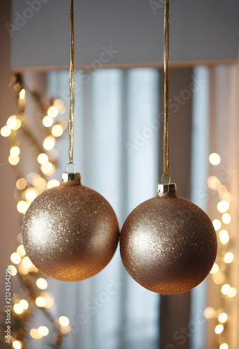 Two golden glitter christma...