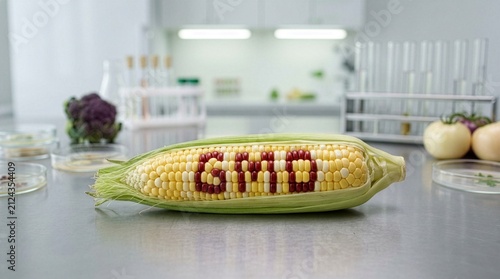 GMO genetically modified corn in a lab