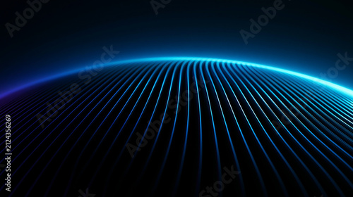 Abstract Glowing Blue Lines on Dark Tech Background