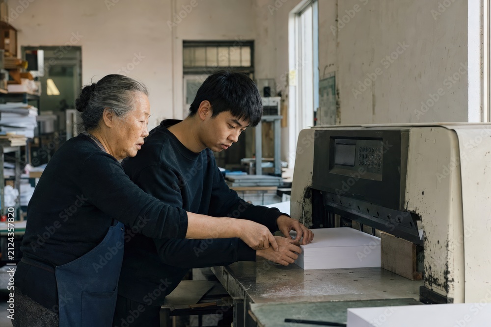 Obraz premium Family Business Transition Planning Who Owns Neighborhood Print Shop