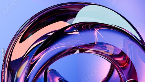 Bild auf Leinwand Abstract Futuristic 3d Background, geometric half circle with Smooth Glass Textu