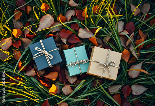 Three autumn gift boxes wit...