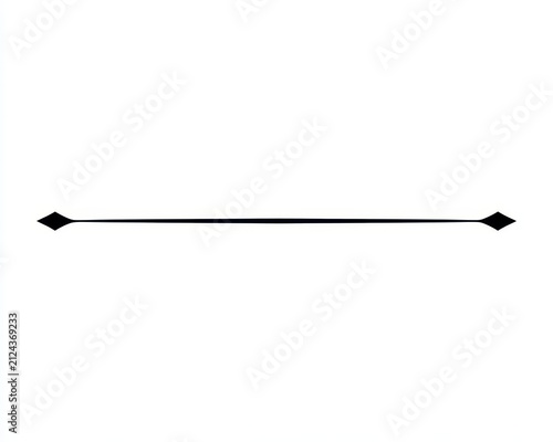 Elegant thin divider line with diamond shaped ends isolated on white background