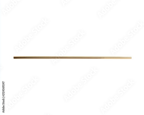 Thin gold metal rod isolated on white background