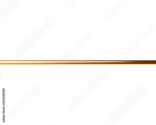 Single horizontal metallic copper line isolated on white background