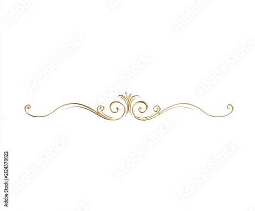 Elegant golden vintage flourish divider isolated on white background
