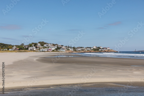 Photography beautiful beach near Gloucester with traditional wooden houses