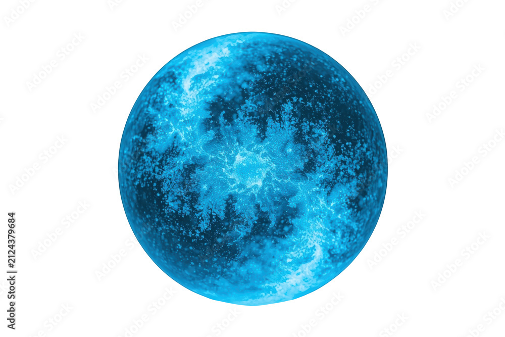 Obraz premium Bright blue full moon with crater texture