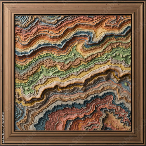 Abstract Colorful Geological Rock Layers AI Generated Textured Illustration Artwork