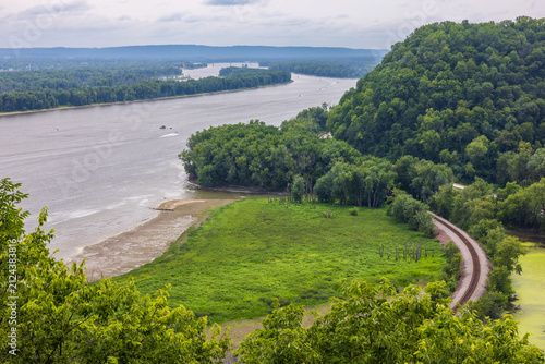 A Mississippi River Scenic View with Railroad Track
