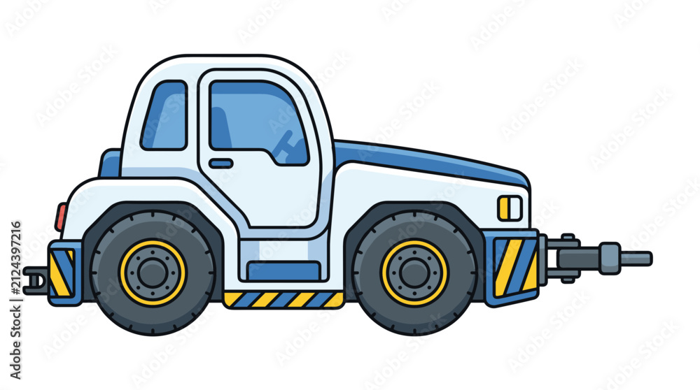 Naklejka premium Cartoon illustration of a small airport tug tractor