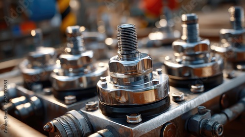 Industrial Gears Close-Up: A detailed macro shot showcasing the intricate metallic components of industrial machinery, highlighting precision engineering and mechanical complexity.