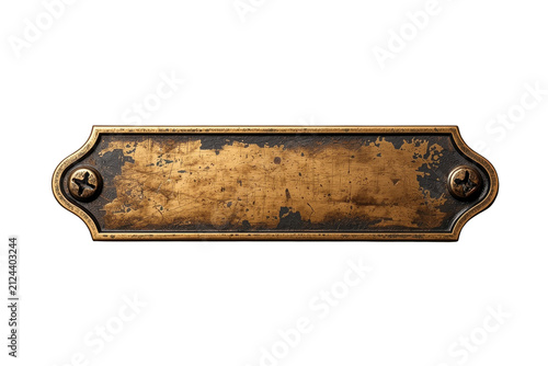 Narrow vintage metal label plate with screws