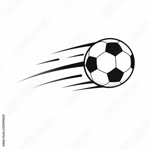 Flying Soccer Ball with Speed Motion Lines Vector Illustration Isolated on White Background