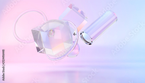Elegant floating glassmorphism geometric objects including spheres