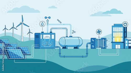 Green hydrogen production cycle diagram