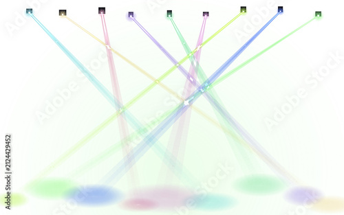 Intersecting colorful light beams digital art with intersecting colorful abstract projection