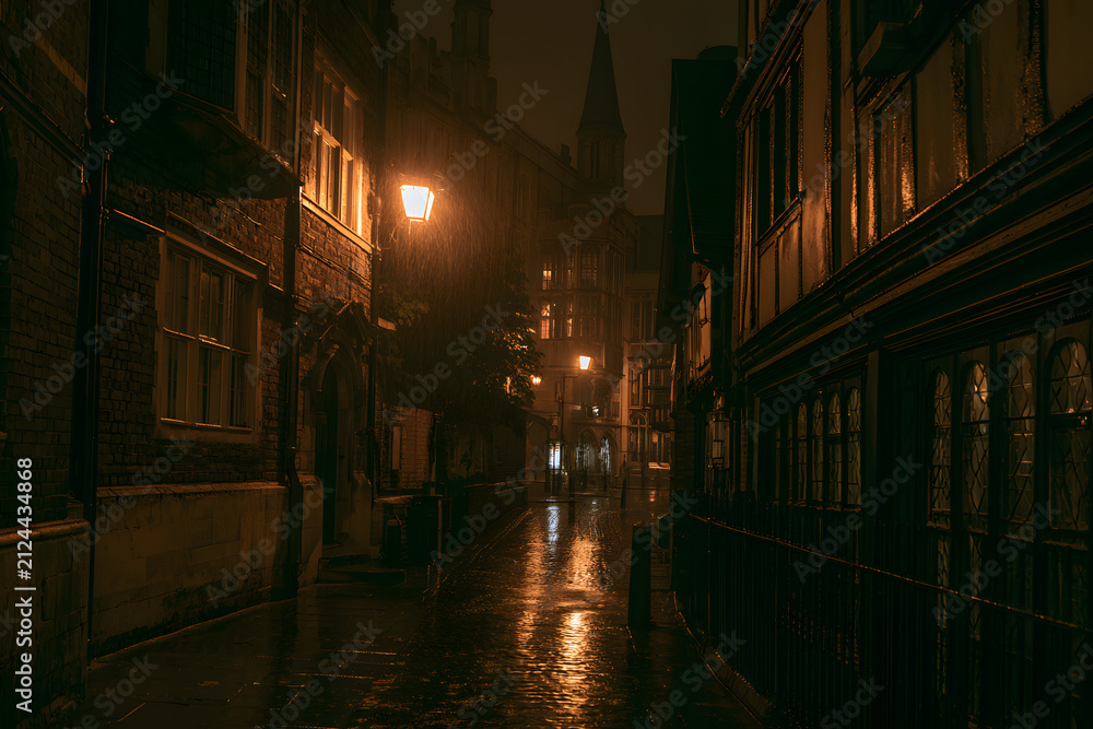 Fototapeta premium Medieval London Under a Glistening Rain