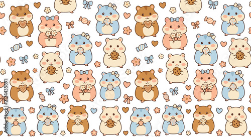 Cute Hamster Pattern Kawaii Style
