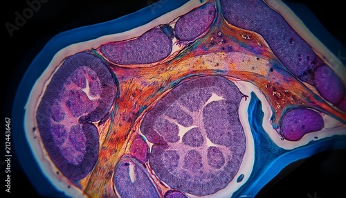 examining bone tissue under a microscopic lens reveals the effects of osteoporosis emphasizing the reduction in density and the increase in porosity