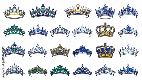 Cuadro en lienzo Collection of Elegant Gemstone Tiaras and Crowns