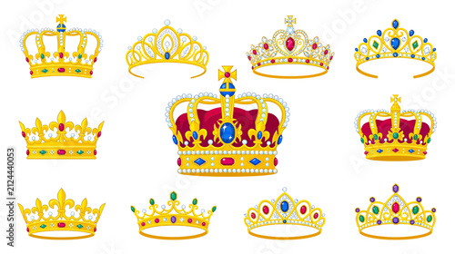 Fotografía Collection of Ornate Golden Crowns and Tiaras