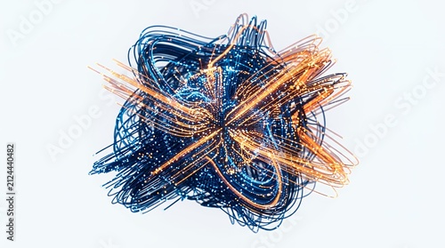 Abstract big data visualization. Digital network connections and complex information flow.