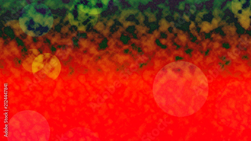 Foto Microscopic view of red blood cells with yellow and green bacteria