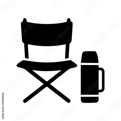 Overnight Wait Flat Icon, Camping Chair Black Friday Vector