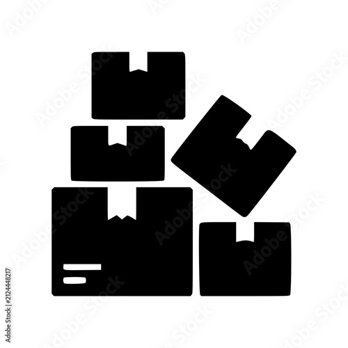 Restock Flat Icon, Stacked Boxes Black Friday Vector