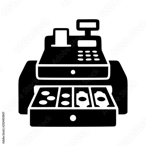 Cash Register Flat Icon, Transaction Checkout Black Friday Vector