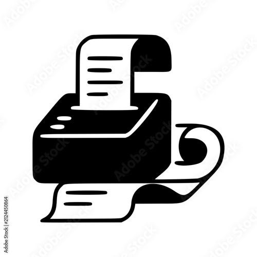 Receipt Printer Flat Icon, High Volume Transaction Black Friday Vector