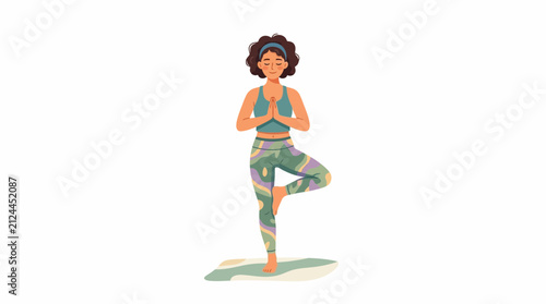 Woman doing yoga tree pose illustration
