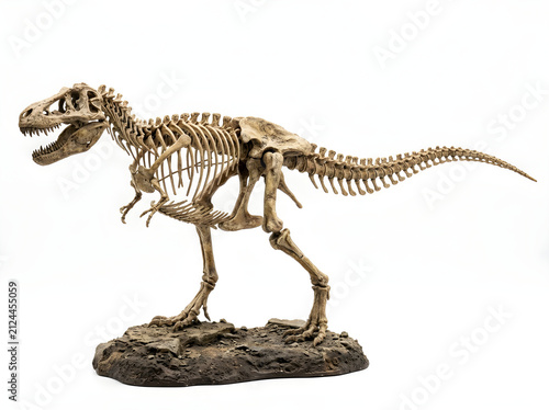 Complete tyrannosaurus rex dinosaur skeleton replica standing on a stone base with tyrannosaurus skeleton dinosaur paleontology prehistoric predator carnivore creature jurassic cretaceous