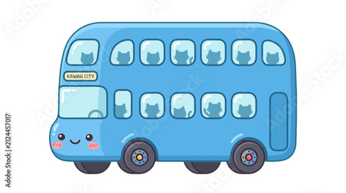 Cute Cartoon Double Decker Bus Filled With Cats