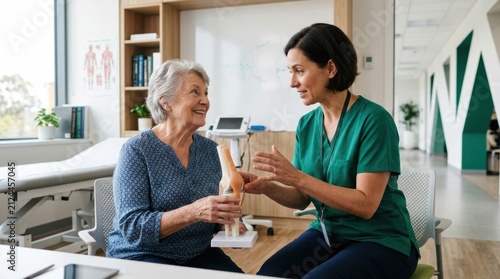 Healthcare Professional Explaining Joint Anatomy To Elderly Patient