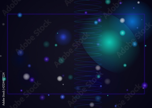 Abstract Digital Background with Glowing Particles and Wave Motion Elements