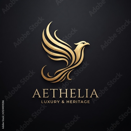 Aethlia Luxury Heritage Logo Design with Elegant Bird.