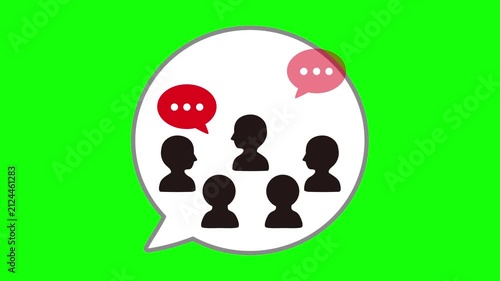 Animated Group Conversation in Speech Bubble on Green Screen for Chroma Key Loop