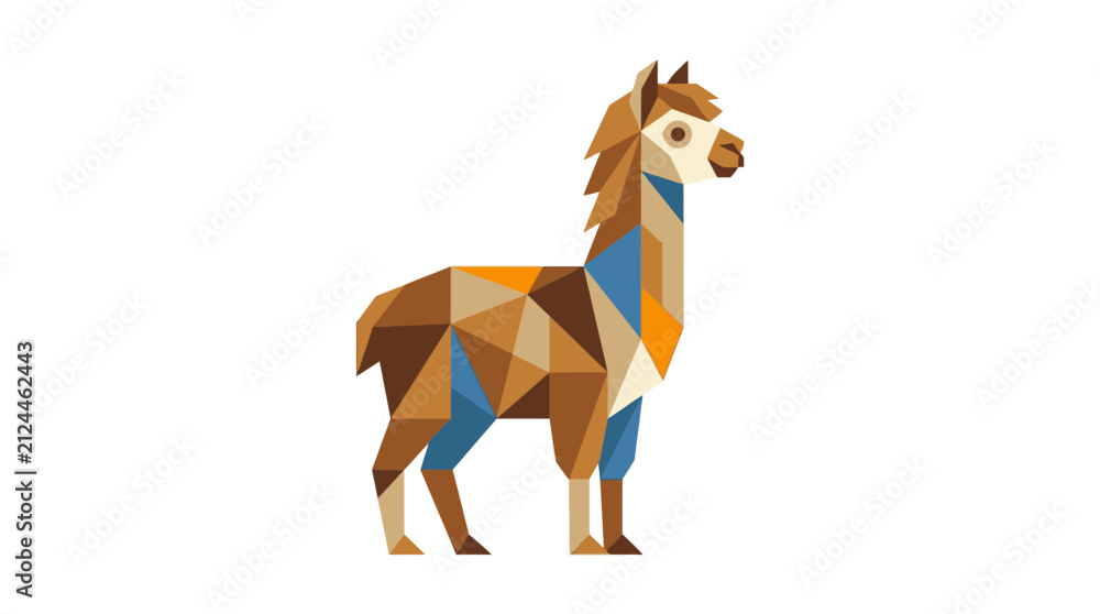 Naklejka premium Geometric Llama Illustration Modern Low Poly Art