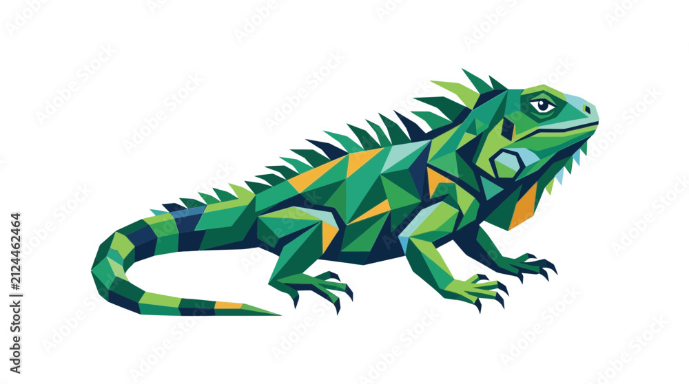Fototapeta premium Geometric Low Poly Green Iguana Illustration