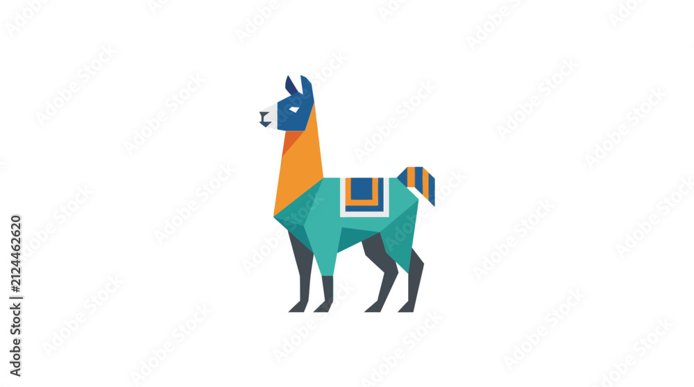 Naklejka premium Minimalist Geometric Llama Vector Illustration