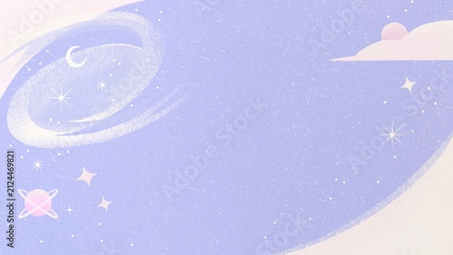 Canvas Print Whimsical Pastel Galaxy Background with Stars, Moon, and Planets - Cosmic Dreams