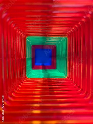 Vibrant Red Green Geometric Tunnel Texture