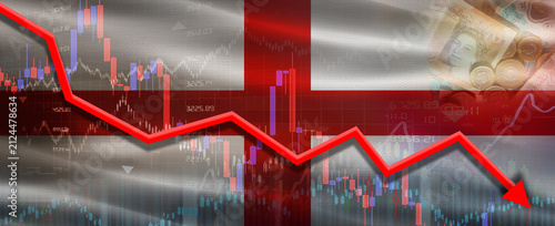 Cuadro en lienzo England financial crisis on economic graph