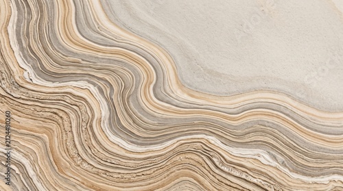 Quadro su tela Abstract Beige Marble Texture with Wavy Sedimentary Rock Patterns