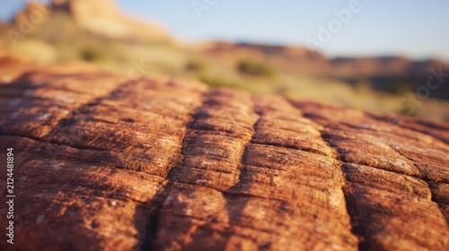 Sandstone rock deeply carved by wind erosion under warm desert sunset light.