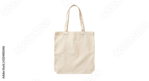 Blank canvas tote bag mockup on transparent background